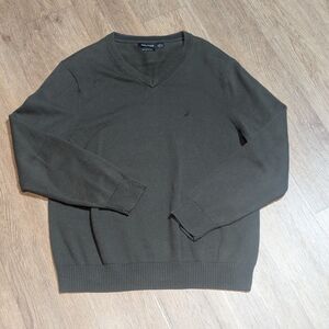 Men's Nautica V-Neck Sweater - Dark Green Size L